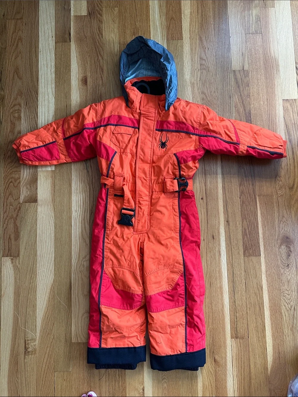 Spyder Kids Orange and Red Insulated Snow Suit with Hood